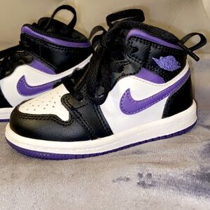Black and Purple High-Top Sneakers